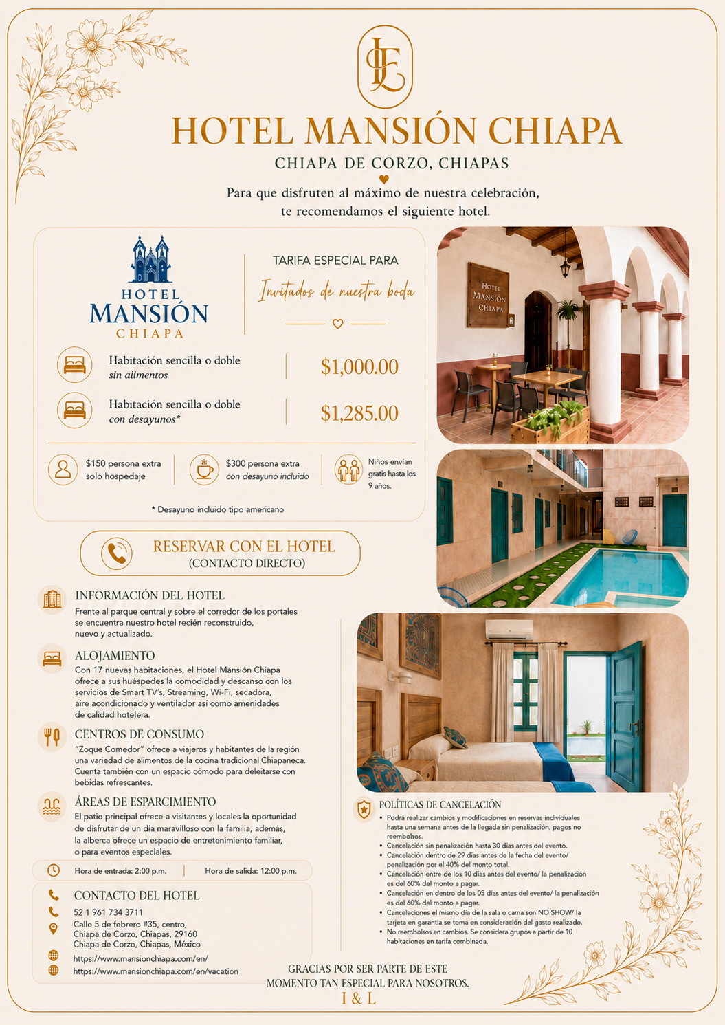 Información, tarifas y contacto del Hotel Mansión Chiapa