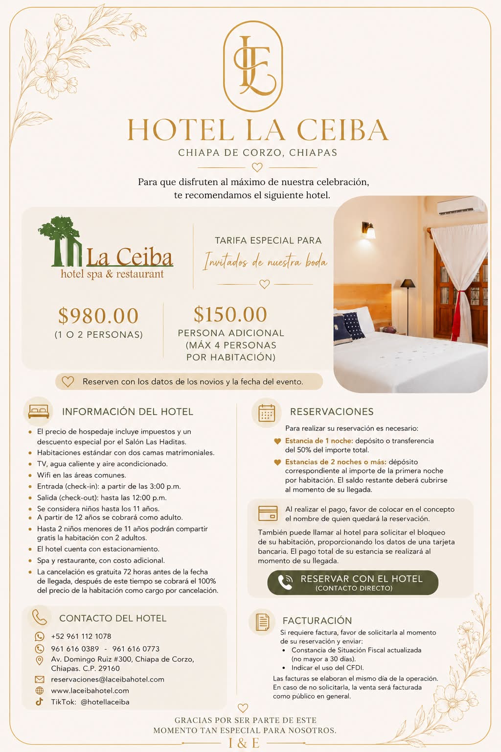 Información, tarifas y contacto del Hotel La Ceiba